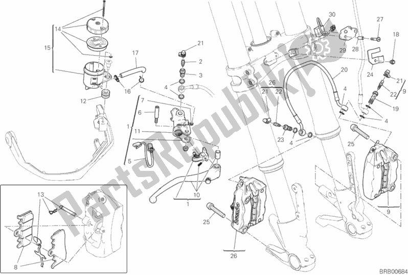 Todas as partes de Sistema De Freio Dianteiro do Ducati Multistrada 1260 Enduro USA 2020